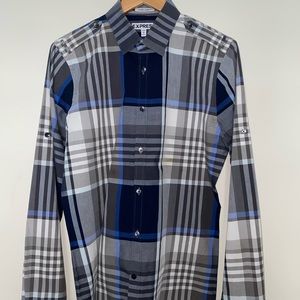 Blue and Charcoal Striped Dress Shirt